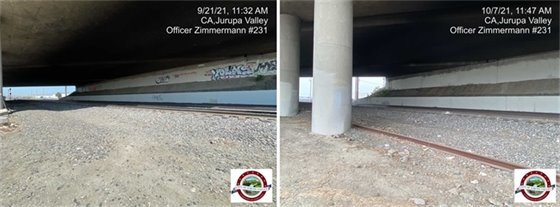 Before and after of underpass